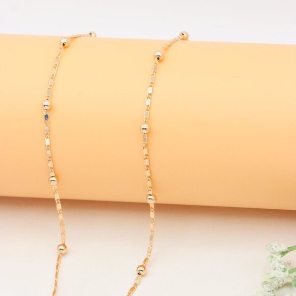 Elegant Rose Gold Necklace with Beaded Detailing, XPNL0403 - Picture 5 of 11